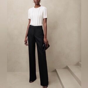 Banana Republic Italian Fabric Straight Leg Black Pants